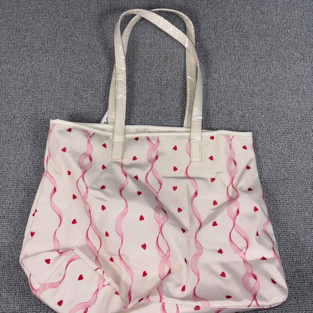 Soma Tote Bag Womens One Size White Pink Heart Ribbon Coquette Valentine GWP